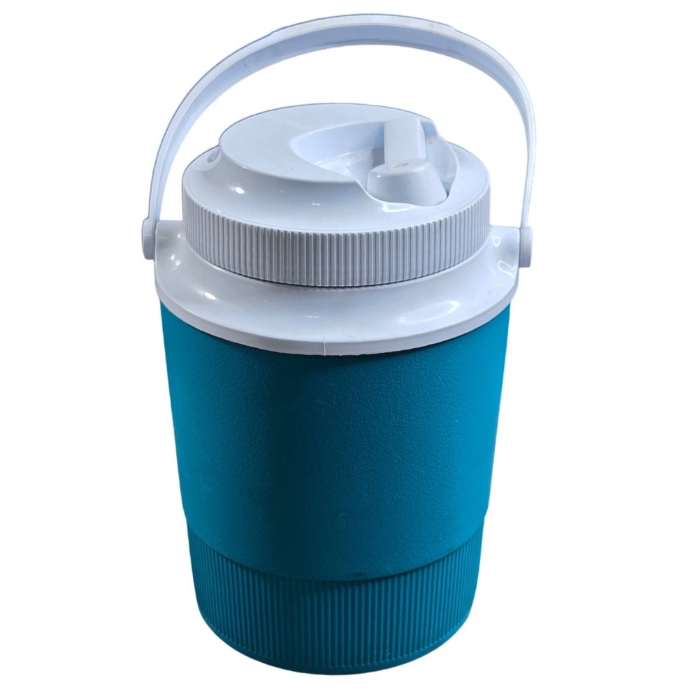 Vintage Rubbermaid GOTT 1/2 Gallon Water Cooler Jug #1502 Teal/White Blue